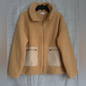 Years Of Ours The Naomi Sherpa Jacket Women Size L Tan